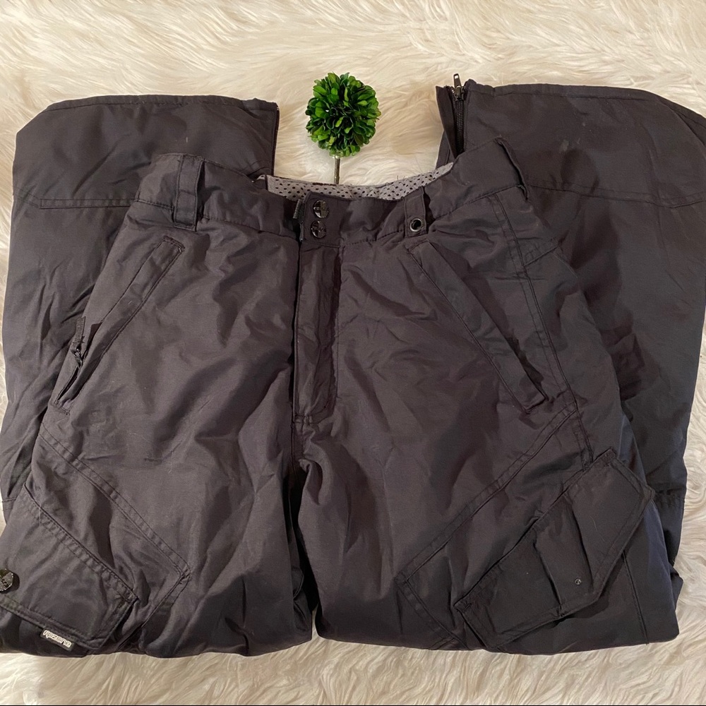 Women’s Black Snow Pants - Water-Resistant Winter Cargo Trousers
